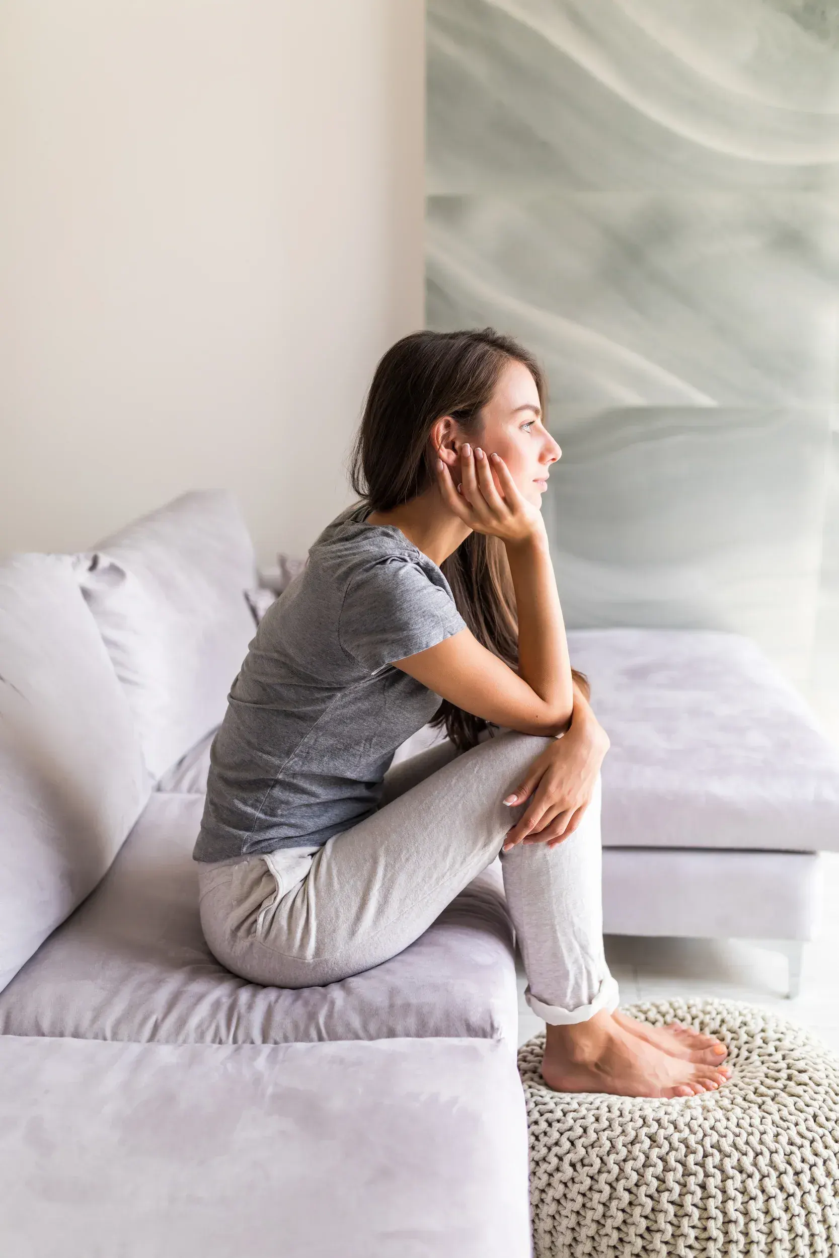 Adult quietly reflecting on anxiety symptoms at Gonzales-Vigilar Psychiatric Services Ashburn